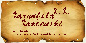 Karanfila Komlenski vizit kartica